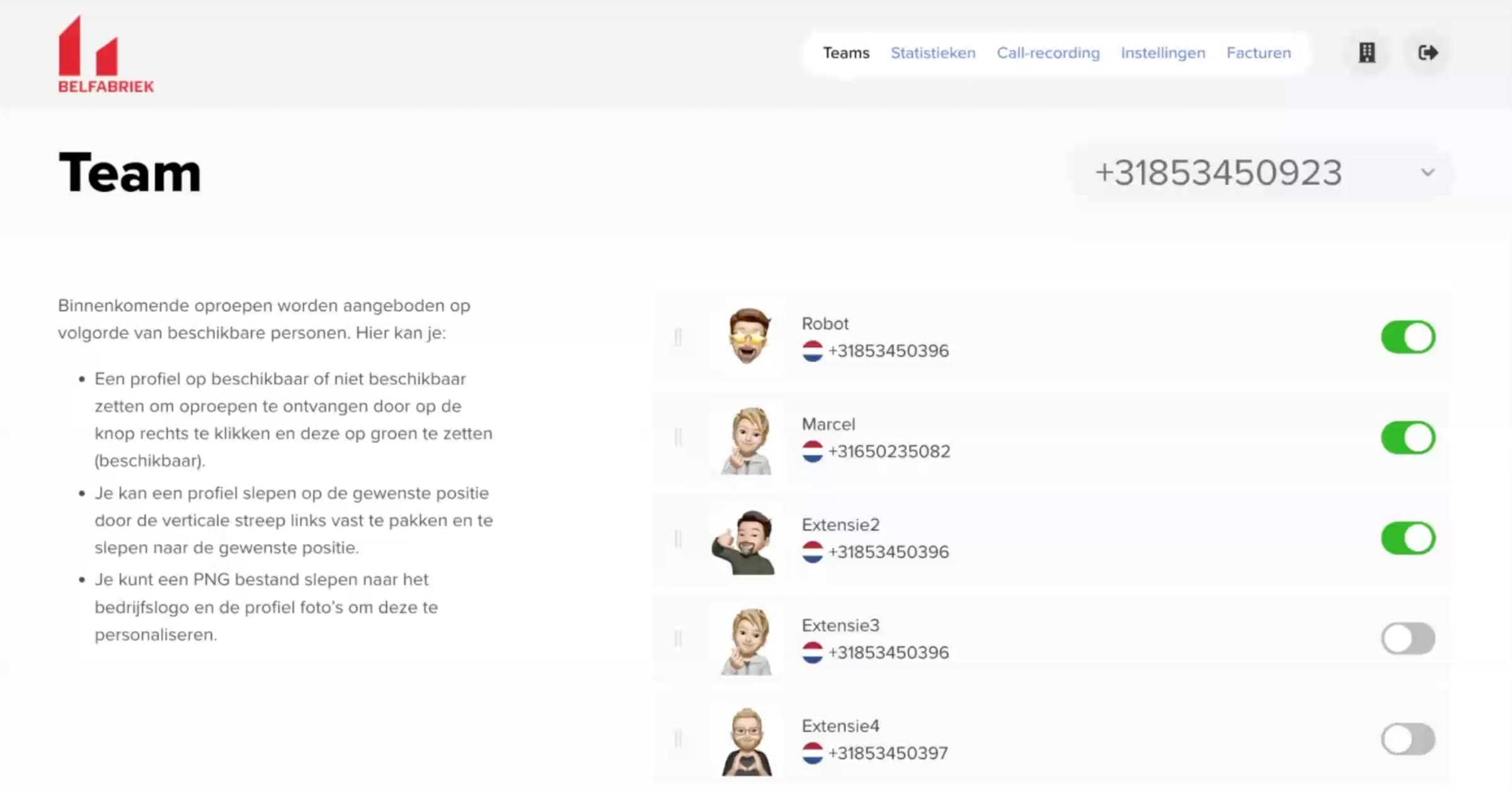 démonstration du tableau de bord d'équipe